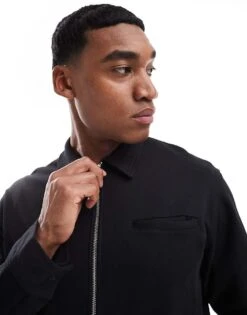 Jack & Jones Jersey Overshirt In Black For Men -Men Style Shop 207370213 3