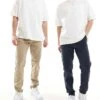 Jack & Jones Intelligence 2 Pack Loose Fit Chino In Beige & Navy For Men Navy Blazer