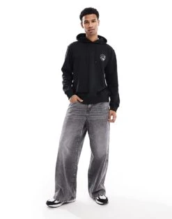 Jack & Jones Oversized Skull Back Print Hoodie In Black For Men -Men Style Shop 207421979 4