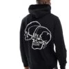 Jack & Jones Oversized Hoodie With Skull Back Print In Black For Men