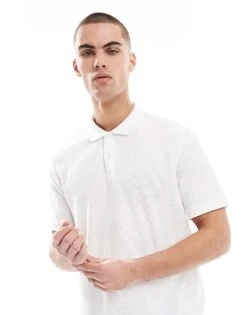 Jack & Jones Waffle Textured Polo Shirt In White For Men White Detail -Men Style Shop 207427891 1 whitedetail 1