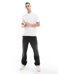 Jack & Jones Waffle Textured Polo Shirt In White For Men White Detail -Men Style Shop 207427891 4