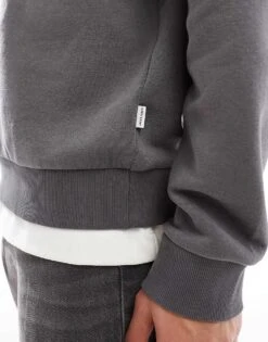 Jack & Jones Oversized Crew Neck Jumper In Dark Grey For Men Castlerock -Men Style Shop 207427893 2