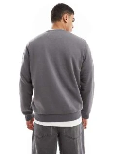 Jack & Jones Oversized Crew Neck Jumper In Dark Grey For Men Castlerock -Men Style Shop 207427893 4