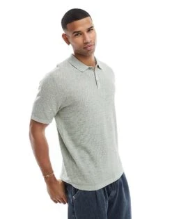 Jack & Jones Textured Knitted Polo In Light Green For Men Iceberg Green -Men Style Shop 207427895 1 iceberggreen 1