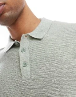 Jack & Jones Textured Knitted Polo In Light Green For Men Iceberg Green -Men Style Shop 207427895 2