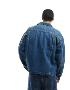 Jack & Jones Boxy Denim Jacket In Mid Blue Denim For Men -Men Style Shop 207427942 3