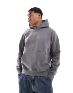 Jack & Jones Heavyweight 400gsm Oversized Hoodie In Dark Grey For Men Castlerock