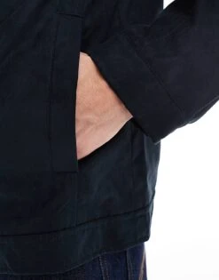 Jack & Jones Faux Suede Harrington Jacket In Navy For Men Jet Black -Men Style Shop 207428023 3