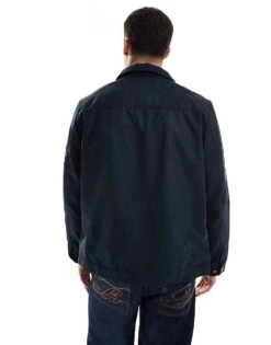 Jack & Jones Faux Suede Harrington Jacket In Navy For Men Jet Black -Men Style Shop 207428023 4