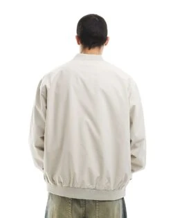 Jack & Jones Oversized Bomber Jacket In Cream For Men Moonbeam -Men Style Shop 207428024 3