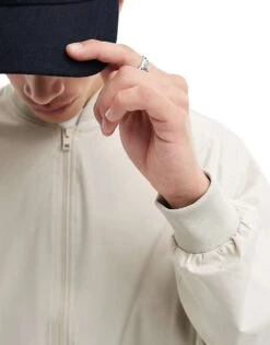 Jack & Jones Oversized Bomber Jacket In Cream For Men Moonbeam -Men Style Shop 207428024 4