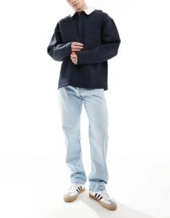 Jack & Jones Chris Straight Rigid Jeans In Light Blue Wash For Men Blue Denim