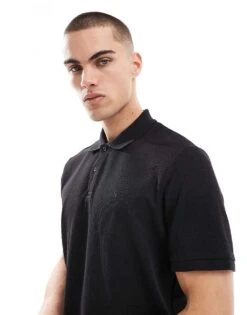 Jack & Jones Waffle Textured Polo Shirt In Black For Men Black Detail -Men Style Shop 207428058 1 blackdetail 1