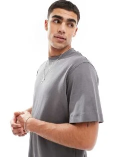 Jack & Jones Oversized Oversized Heavyweight T-shirt In Dark Grey For Men Castlerock -Men Style Shop 207428108 4