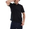 Jack & Jones Mercerised Polo Shirt In Black For Men