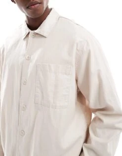 Jack & Jones Linen Blend Overshirt In Beige For Men Moonbeam -Men Style Shop 207428163 3