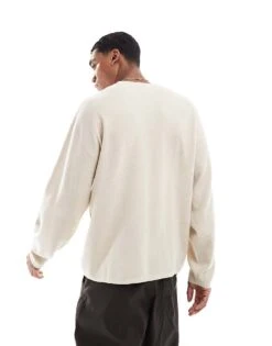 Jack & Jones Oversized Lightweight Knitted Jumper In Cream For Men Moonbeam -Men Style Shop 207428166 3