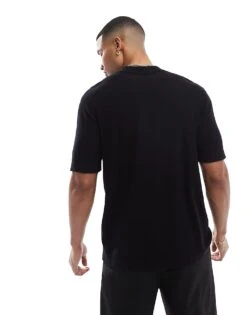 Jack & Jones Knitted Button Through Polo In Black For Men -Men Style Shop 207428172 4