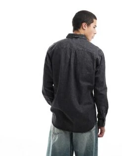Jack & Jones Long Sleeve Denim Shirt In Washed Black For Men Black Denim -Men Style Shop 207428189 4