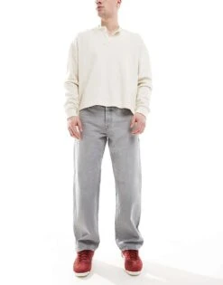 Jack & Jones Eddie Loose Rigid Jeans In Light Grey Wash For Men Grey Denim -Men Style Shop 207428298 1 greydenim 1