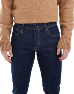 Jack & Jones Glenn Slim Fit Jeans In Dark Blue Wash For Men Blue Denim -Men Style Shop 207428334 4