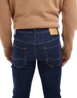 Jack & Jones Glenn Slim Fit Jeans In Dark Blue Wash For Men Blue Denim -Men Style Shop 207428334 5