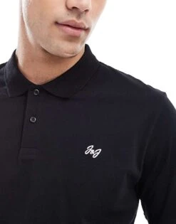 Jack & Jones Polo Shirt With Embroidered Logo In Black For Men -Men Style Shop 207428362 2