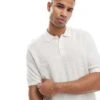 Jack & Jones Textured Knitted Polo In Cream For Men Cloud Dancer