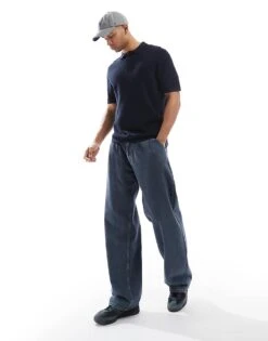 Jack & Jones Textured Knitted Polo In Navy For Men Navy Blazer -Men Style Shop 207428415 2