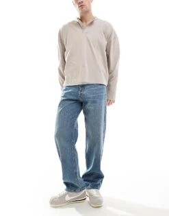 Jack & Jones Eddie Loose Jeans In Mid Blue Vintage Wash For Men Blue Denim -Men Style Shop 207428419 1 bluedenim 1