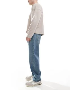 Jack & Jones Eddie Loose Jeans In Mid Blue Vintage Wash For Men Blue Denim -Men Style Shop 207428419 3