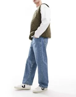 Jack & Jones Alex Baggy Jeans In Mid Blue Wash For Men Blue Denim -Men Style Shop 207428430 3