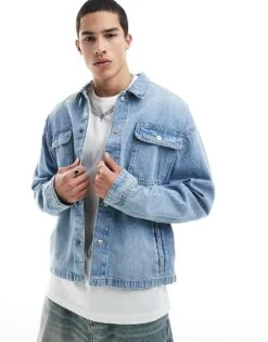 Jack & Jones Boxy Denim Jacket In Light Blue Denim For Men -Men Style Shop 207428462 1 lightbluedenim 1