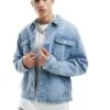Jack & Jones Boxy Denim Jacket In Light Blue Denim For Men