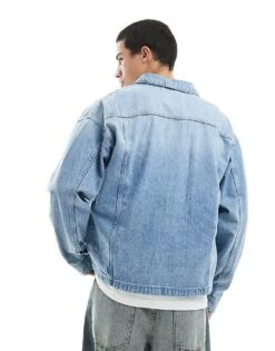 Jack & Jones Boxy Denim Jacket In Light Blue Denim For Men -Men Style Shop 207428462 3