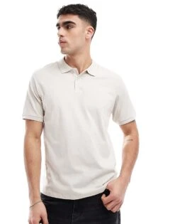 Jack & Jones Polo Shirt With Embroidered Logo In Cream For Men Moonbeam -Men Style Shop 207428464 1 moonbeam 1