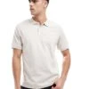 Jack & Jones Polo Shirt With Embroidered Logo In Cream For Men Moonbeam