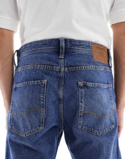 Jack & Jones Chris Straight Rigid Jeans In Mid Blue Wash For Men Blue Denim -Men Style Shop 207428493 4