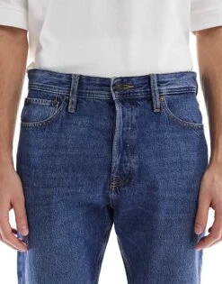 Jack & Jones Chris Straight Rigid Jeans In Mid Blue Wash For Men Blue Denim -Men Style Shop 207428493 5