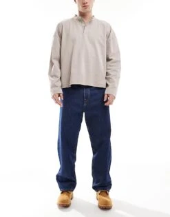 Jack & Jones Alex Baggy Rigid Jeans In Mid Blue Wash For Men Blue Denim