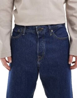 Jack & Jones Alex Baggy Rigid Jeans In Mid Blue Wash For Men Blue Denim -Men Style Shop 207428506 4
