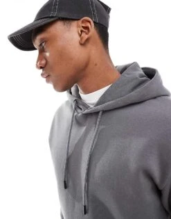Jack & Jones Oversized Hoodie In Dark Grey For Men Castlerock -Men Style Shop 207428558 3
