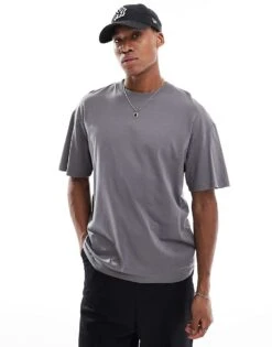 Jack & Jones Oversized T-shirt In Dark Grey For Men Castlerock -Men Style Shop 207428571 1 castlerock 1