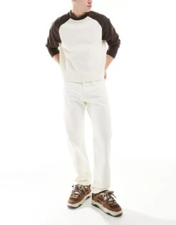 Jack & Jones Chris Straight Rigid Jeans In Ecru For Men