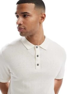 Jack & Jones Knitted Polo In Cream For Men Cloud Dancer -Men Style Shop 207428594 1 clouddancer 1