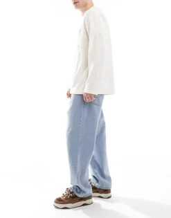 Jack & Jones Alex Baggy Jeans In Vintage Light Blue Wash For Men Blue Denim -Men Style Shop 207428623 3