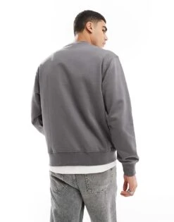 Jack & Jones Oversized 400gsm Heavyweight Crew Neck Jumper In Dark Grey For Men Castlerock -Men Style Shop 207428626 4