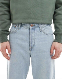 Jack & Jones Alex Baggy Rigid Jeans In Light Blue Wash For Men Blue Denim -Men Style Shop 207428669 4