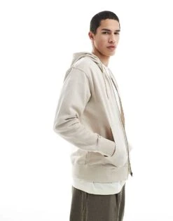 Jack & Jones Super Oversized Zip Hoodie In Cream For Men Moonbeam -Men Style Shop 207428702 1 moonbeam 1